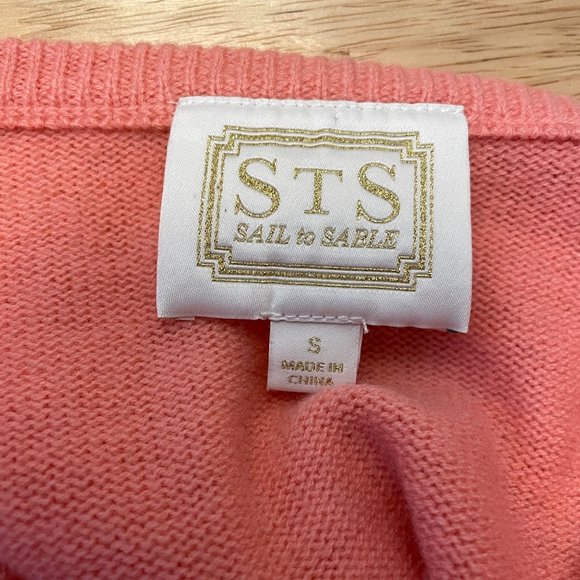 Sail To Sable Wool Sweater Women S Classic V Neck Side Vents Soft Pink - Picture 5 of 6